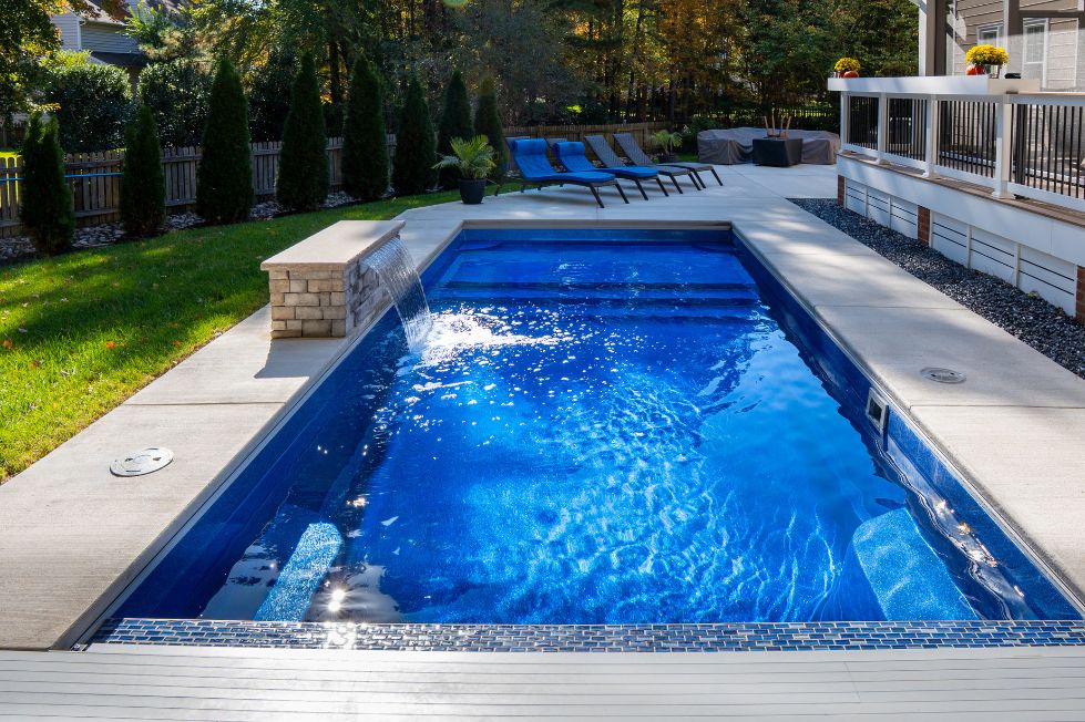 Custom pool with waterfall feature