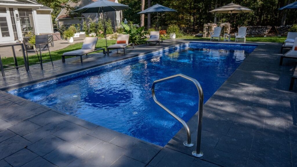 Rectangular gunite pool with patio
